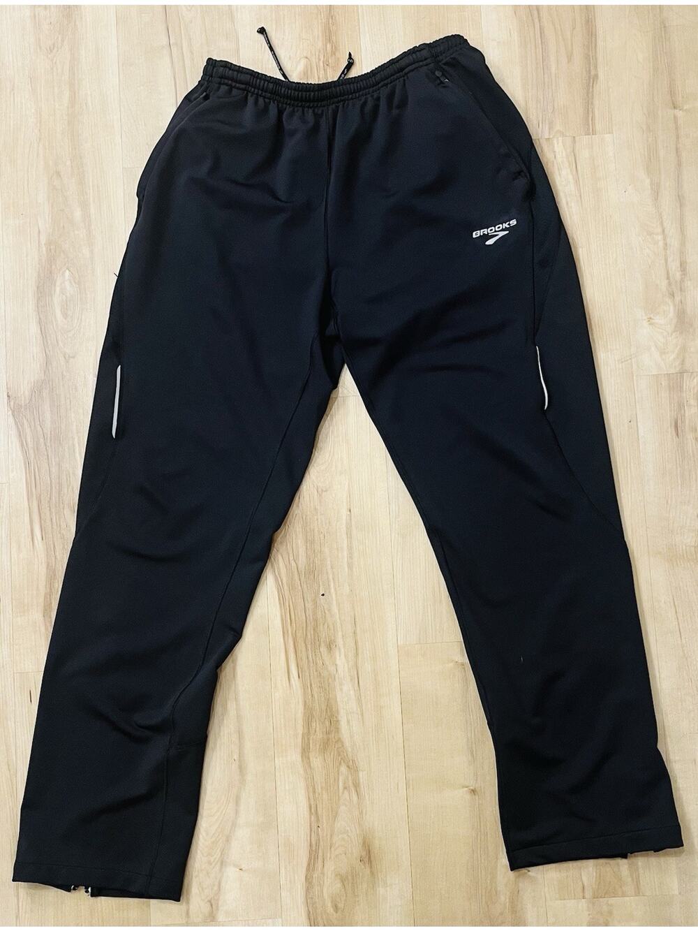 BROOKS Men's Sz M Equilibrium Black Polyester Spandex Athletic Jogger Pants